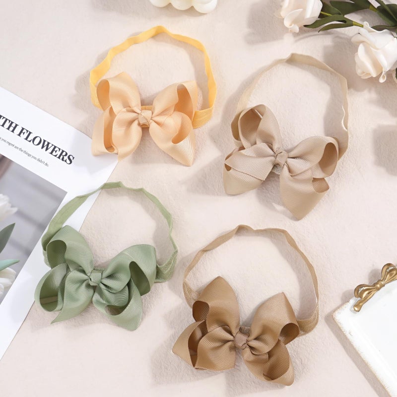 CellElection 40 Colors Baby Grosgrain Ribbon Hair Bows Headbands 4.5Inch Hair Bows Headbands Big Bow Hair Bands Hair Accessories for Baby Girls Infants Toddlers Newborns - Image 4